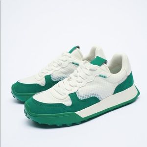 zara colorful green and white sneakers WORN ONCE